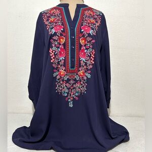 Luna Moon Boho Embroidered Tunic Top